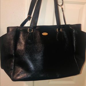 Black leather Coach diaper bag in good condition